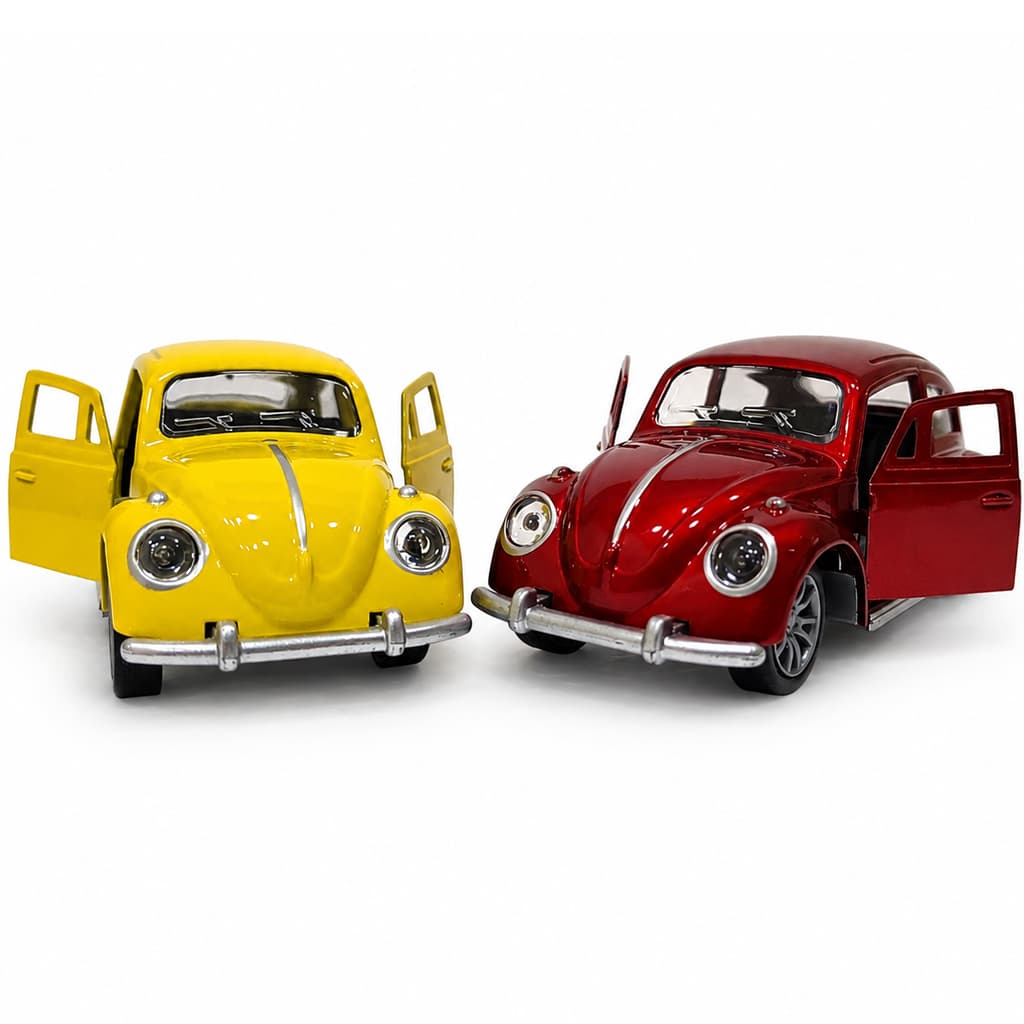 Miniatura Carrinho De Ferro Fusca Clássico a Fricção Abre Porta Fusquinha Coleção Brinquedo Die Cast Volkswagen