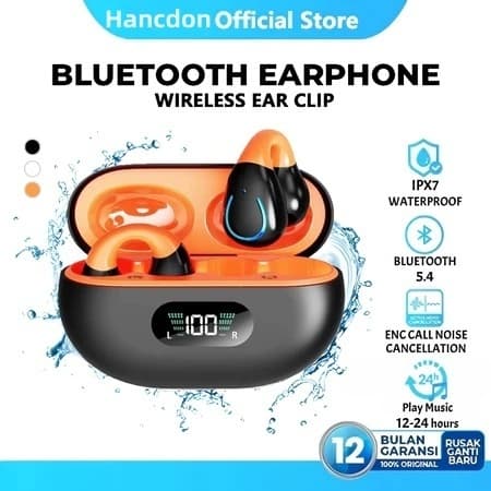 Hancdon Q71 Fone de Ouvido Bluetooth Esportivo com Gancho de Orelha, à Prova D'água Bluetooth 5.4, ENC Redução de Ruído