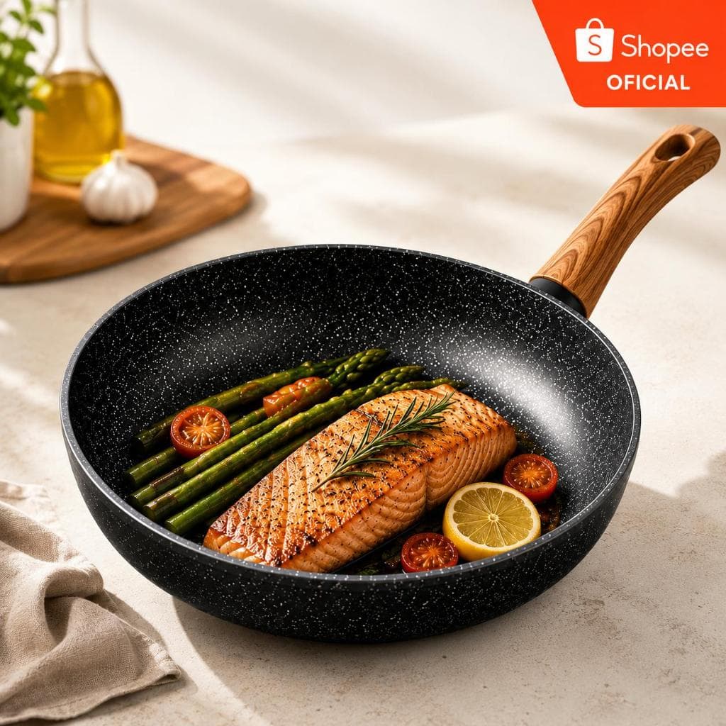 Frigideira Cerâmica Antiaderente 24cm Indução Cooktop Fogão a Gás Não Gruda Sem Óleo Grafite