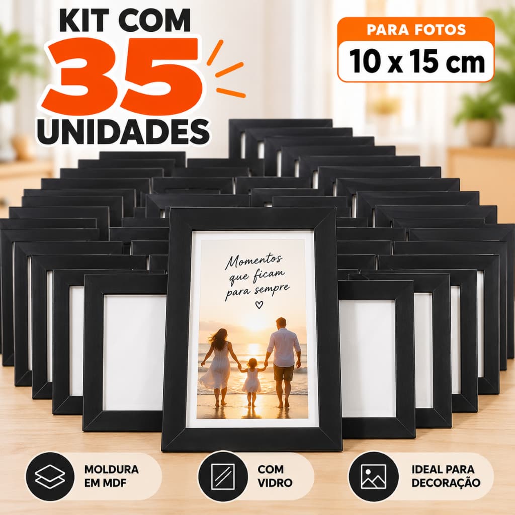Kit - 35 Porta-Retratos para fotos 10x15cm - com Vidro