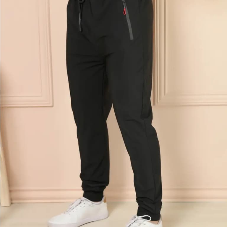 Calça Jogger Masculina Esportiva Preta Com Bolsos E Zíper