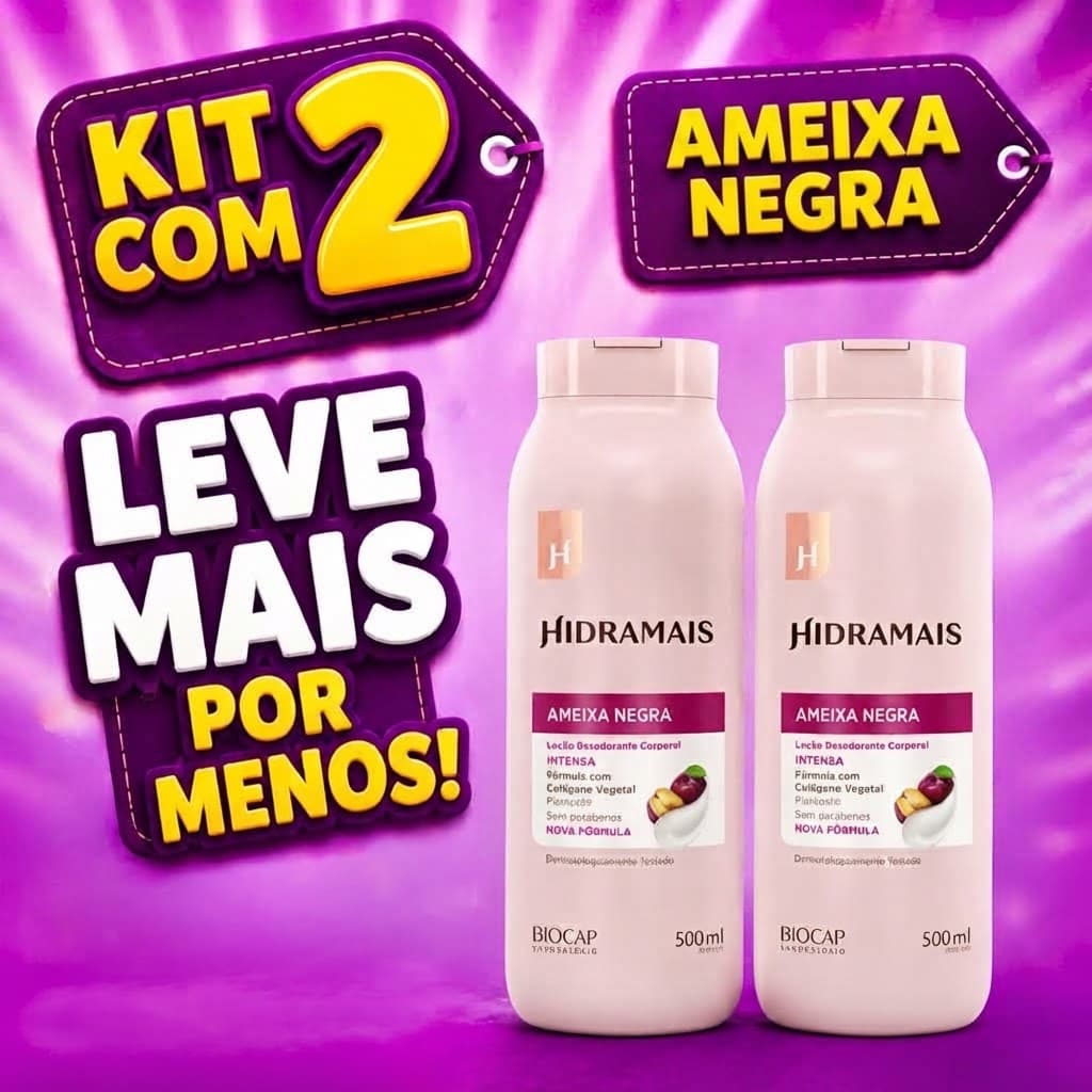 KIT 2 HIDRATANTES HIDRAMAIS AMEIXA NEGRA 500 ML - TOTAL 1 LITRO LEVE MAIS POR MENOS