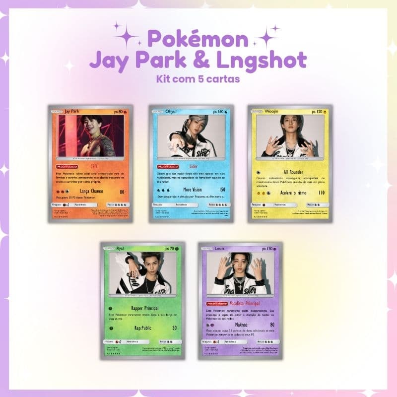 Kit com 5 cartas Jay Park & Lngshot Pokémon Holográficas (LEIA A DESCRIÇÃO)