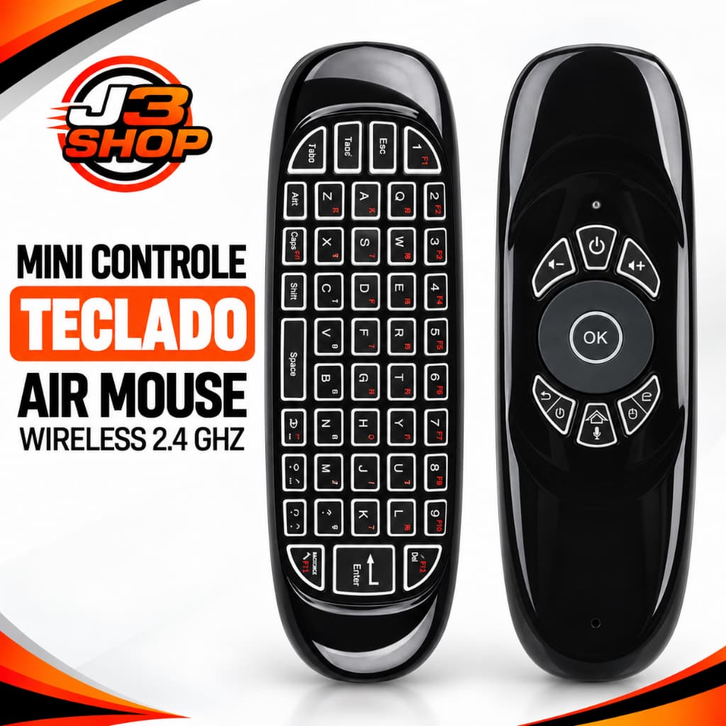 Mini Controle Teclado Air Mouse Wireless 2.4 Ghz -Tv PC Video Game