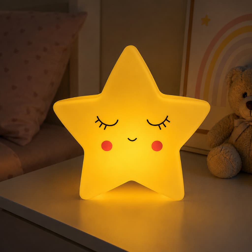 Luminária Infantil Estrela LED Luz Noturna Abajur Quarto
