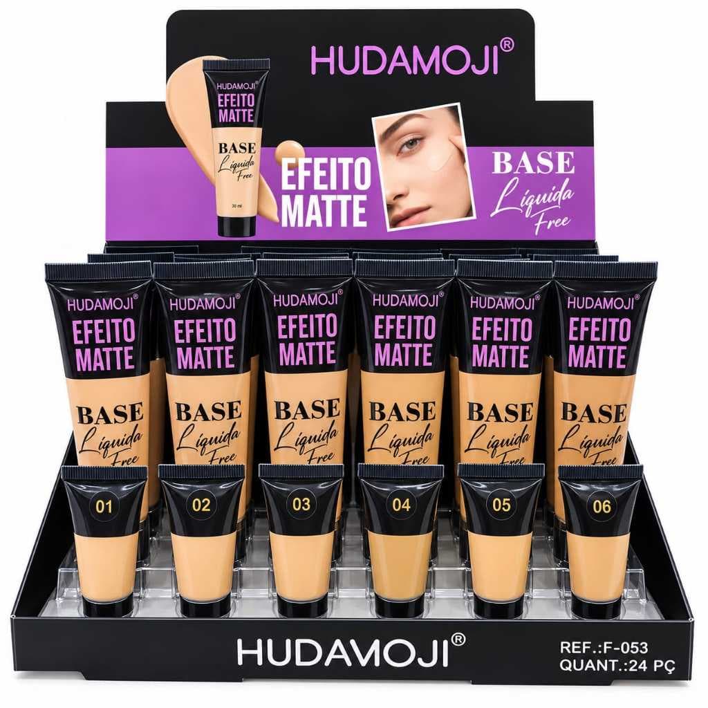 Base líquida base matte Hudamoji  maquiagem  base para rosto  30ml Box 24 uni