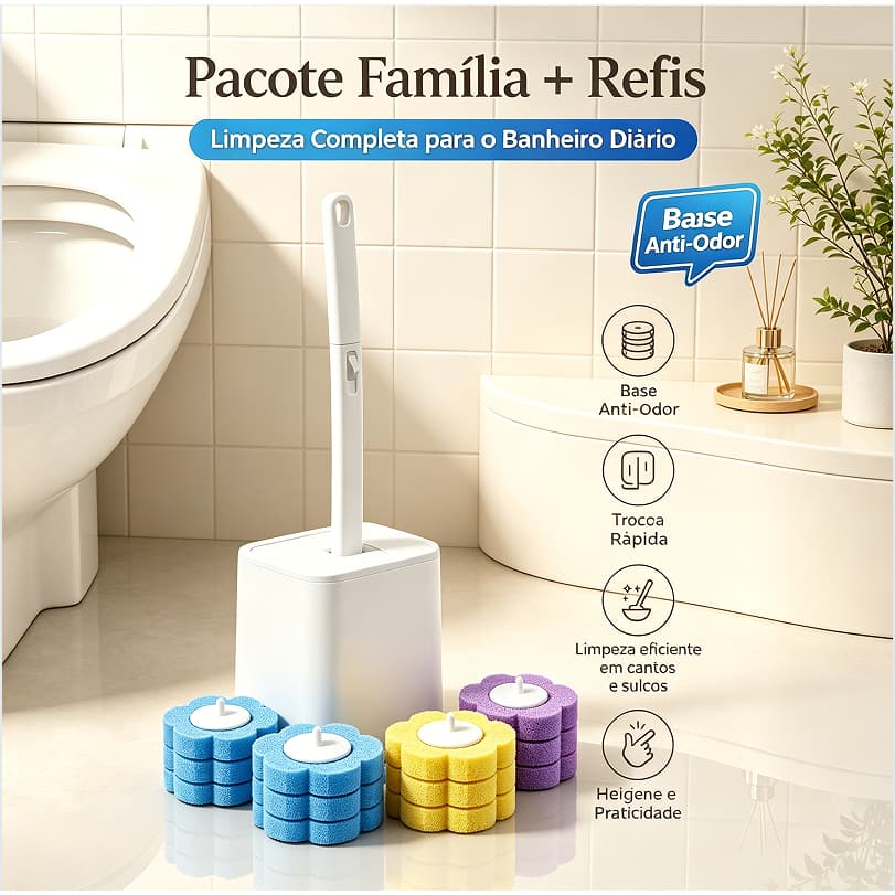 Escova de Limpeza para Vaso Sanitário Banheiro 36 Refis Descartáveis, Detergente Embutido, escova sanitária