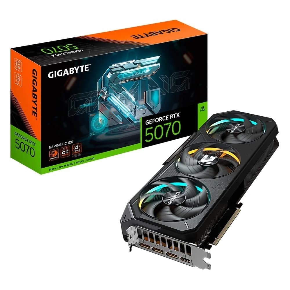 Placa de Vídeo Gigabyte RTX 5070 GAMING OC 12G NVIDIA GeForce, 12GB GDDR7, 192bits, RGB, DLSS, Ray Tracing - 9VN5070GO-0