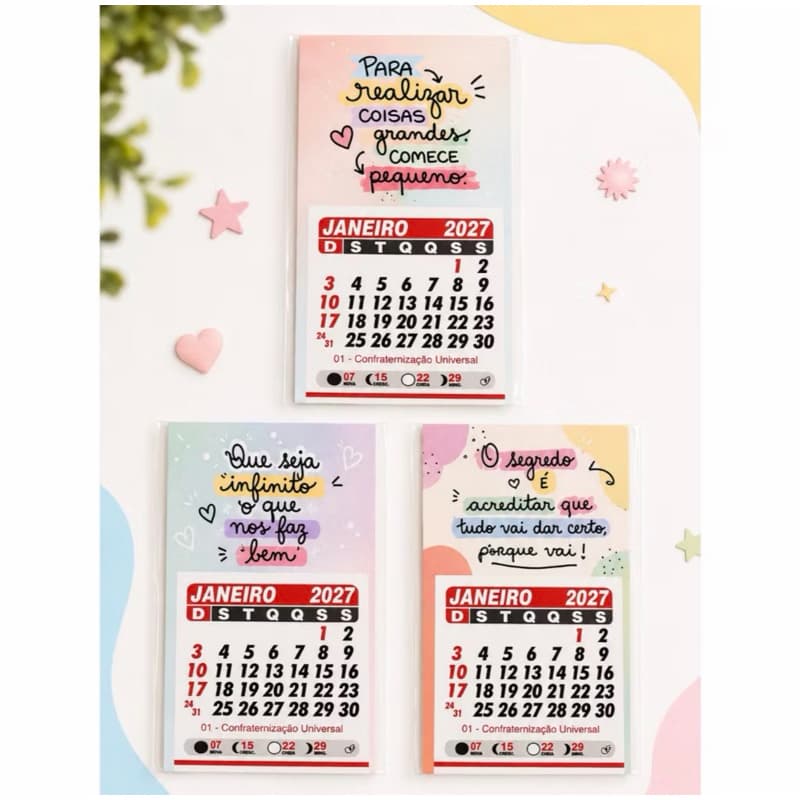 Mini Calendário Personalizado 2027 - ima de geladeira