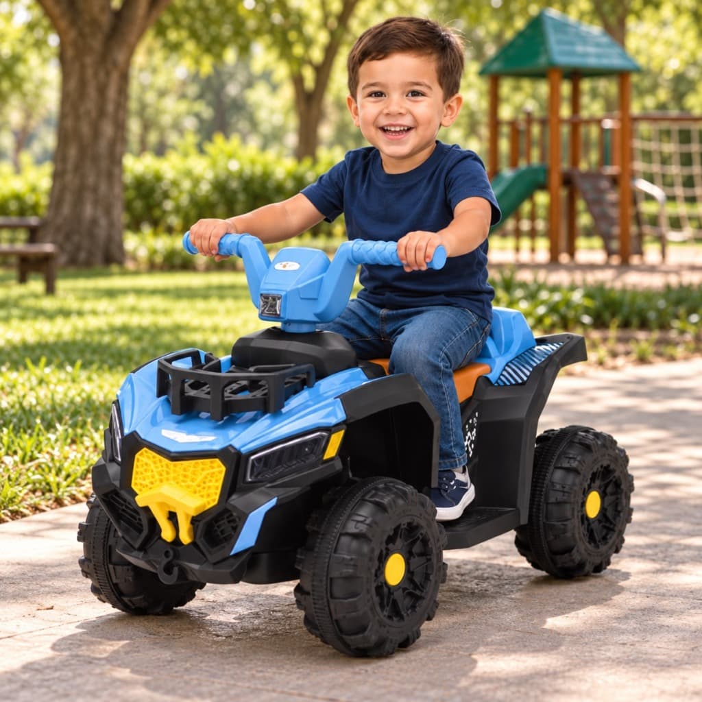 Carrinho infantil Quadriciclo Elétrico 4 Rodas Luzes Musica Acelerador Seguro e Divertido - Rosa Azul Verde