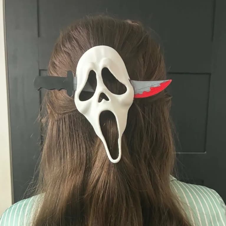 Prendedor de Cabelo Presilha Ghostface Halloween | Acessório de Cabelo Estilo Terror Máscara Scream Fantasia Assustadora