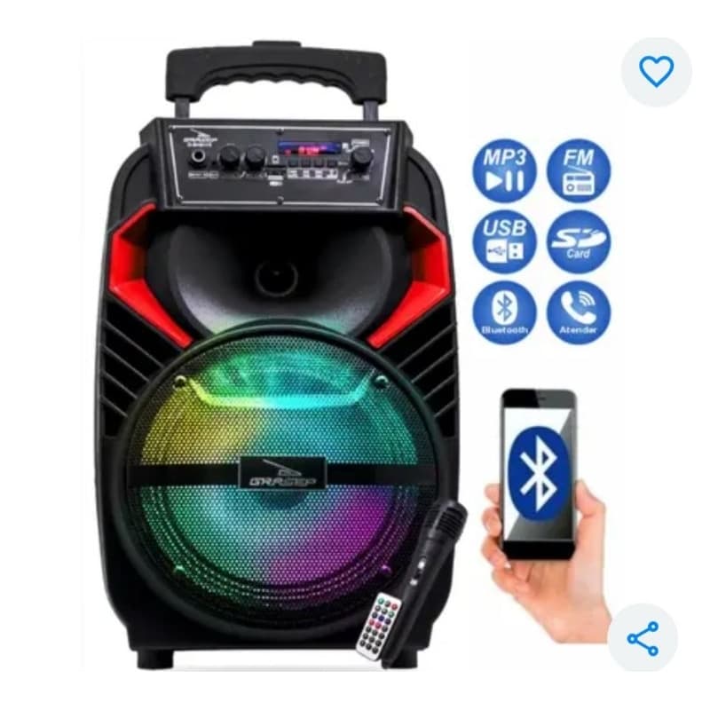 super Caixa de som potente 500w amplificada com microfone controle bluetooh rádio pendreve cartão SD rodinhas e carrinho