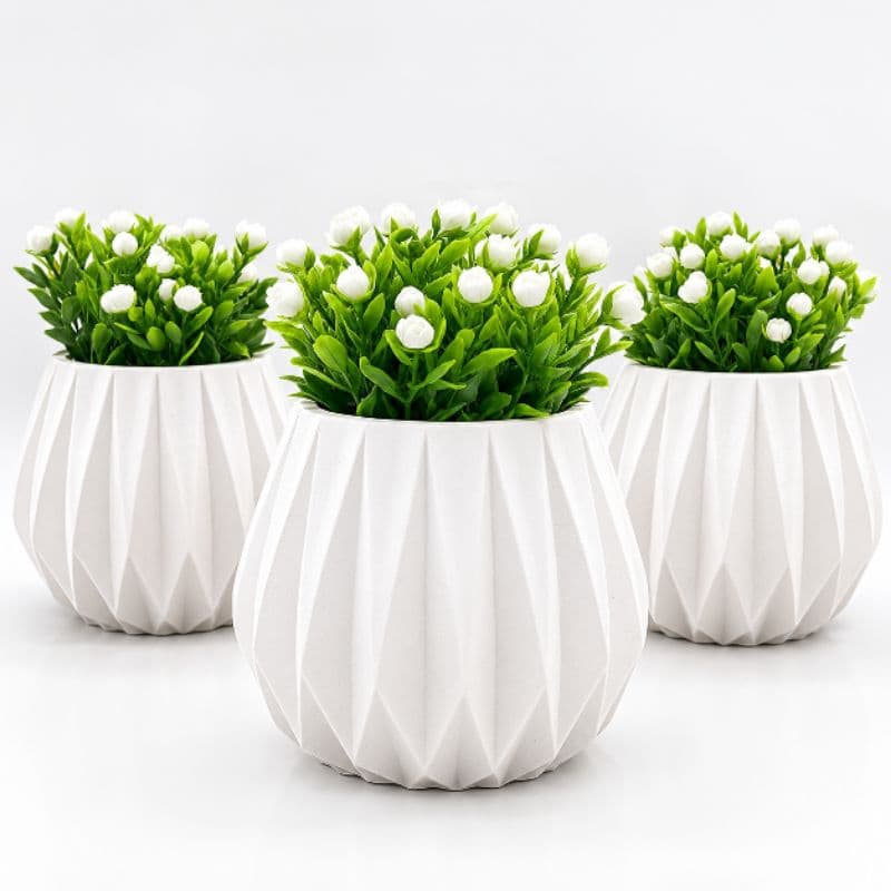 Vaso Decorativo de Gesso com Planta Artificial Decoração Sala Quarto Lavabo 1 2 ou 3 Unidades