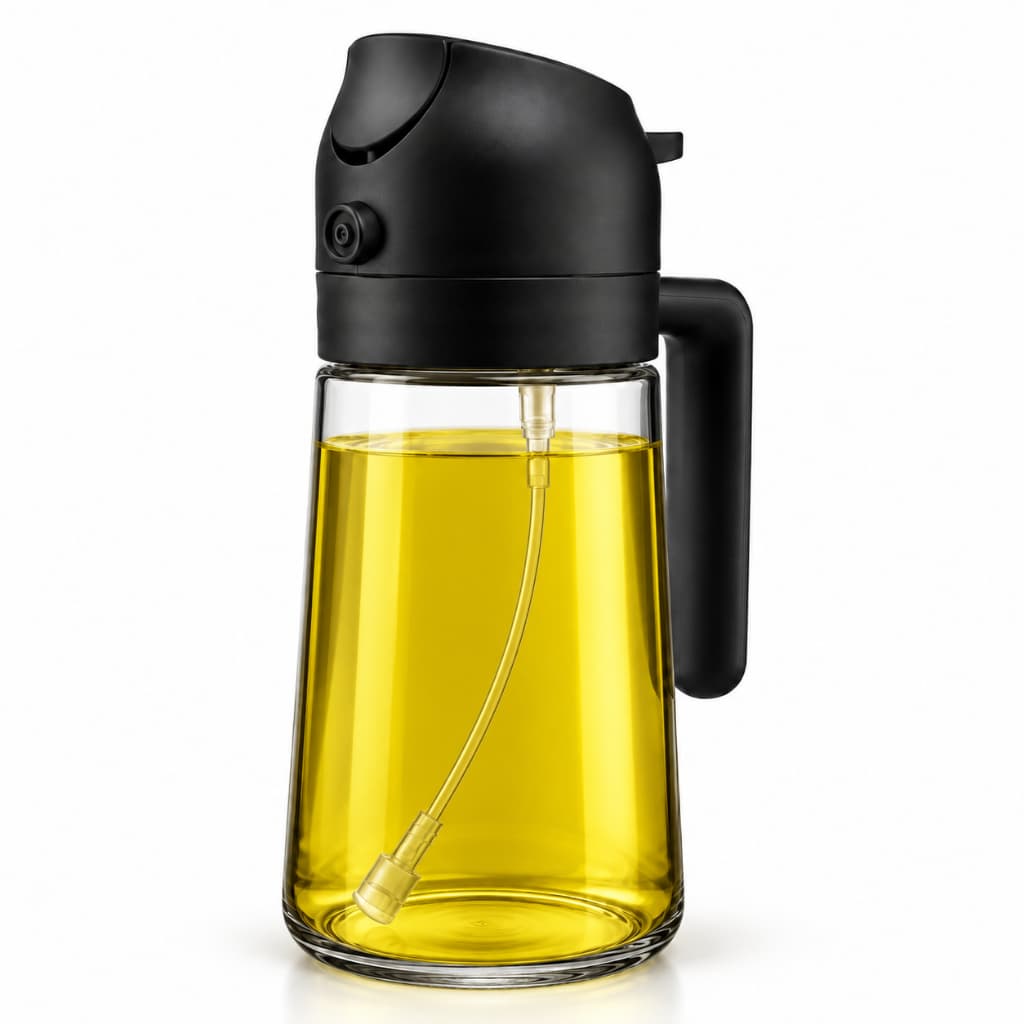 Spray Porta Azeite de Vidro 2 em 1 - Borrifador De Azeite Galheteiro 500ml