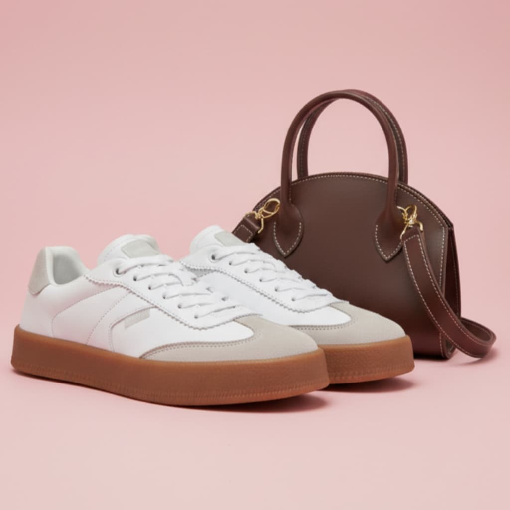 Kit Tênis Retro Feminino Leve Confortável Casual Dia Minimalista + Bolsa Mão Carteira Tira Colo Alça