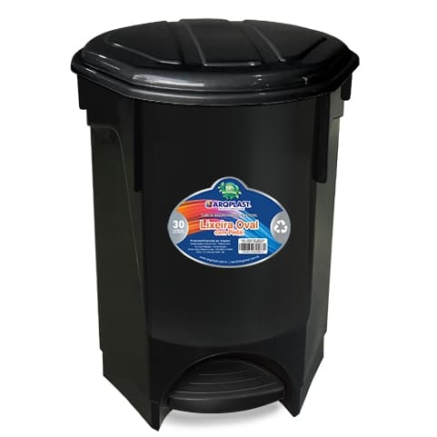 Lixeira Cesto De Lixo 30 Litros Multiuso Preto Fechado Com Pedal E Tampa