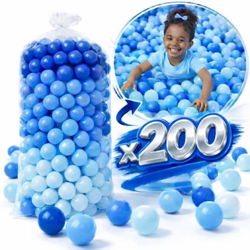 Bolinhas para Piscina 200 Unidades Azul 7cm diâmetro colorido Não Amassa 50/100/200 criança menino menina