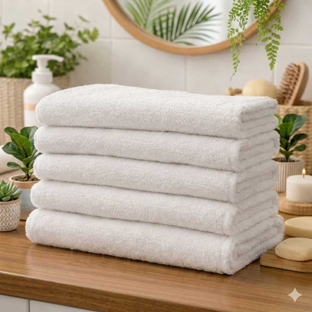 Kits 5/2 Toalha de Banho Lucatex Branca Grande 140x70 cm 100% Algodão Toque Macia/ Alta Absorçao
