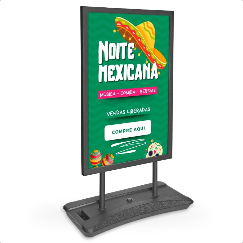 Totem Expositor Promocional 120x70cm Display Portátil com Placa PVC Removível