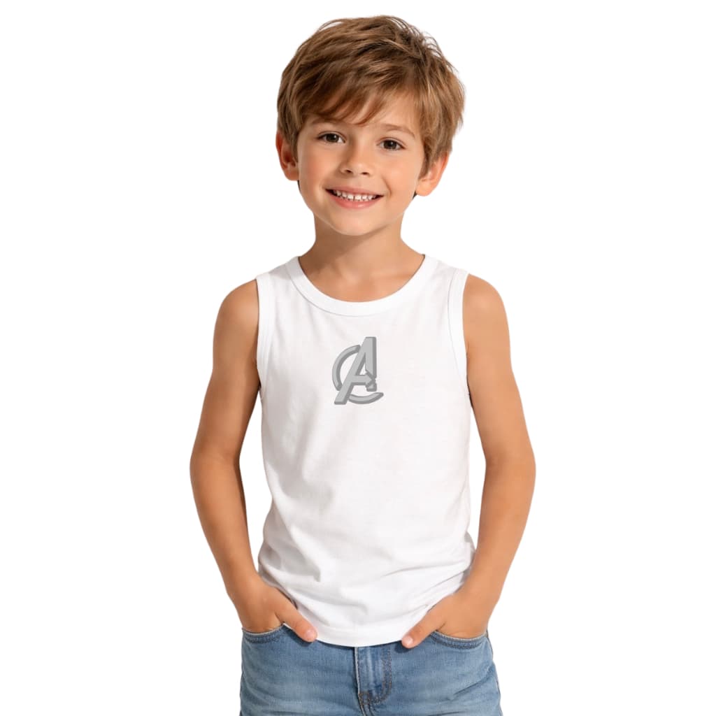 Camiseta Regata Infantil Duas Cores Algodão Fio 30.1 Premium Estampada Promoção
