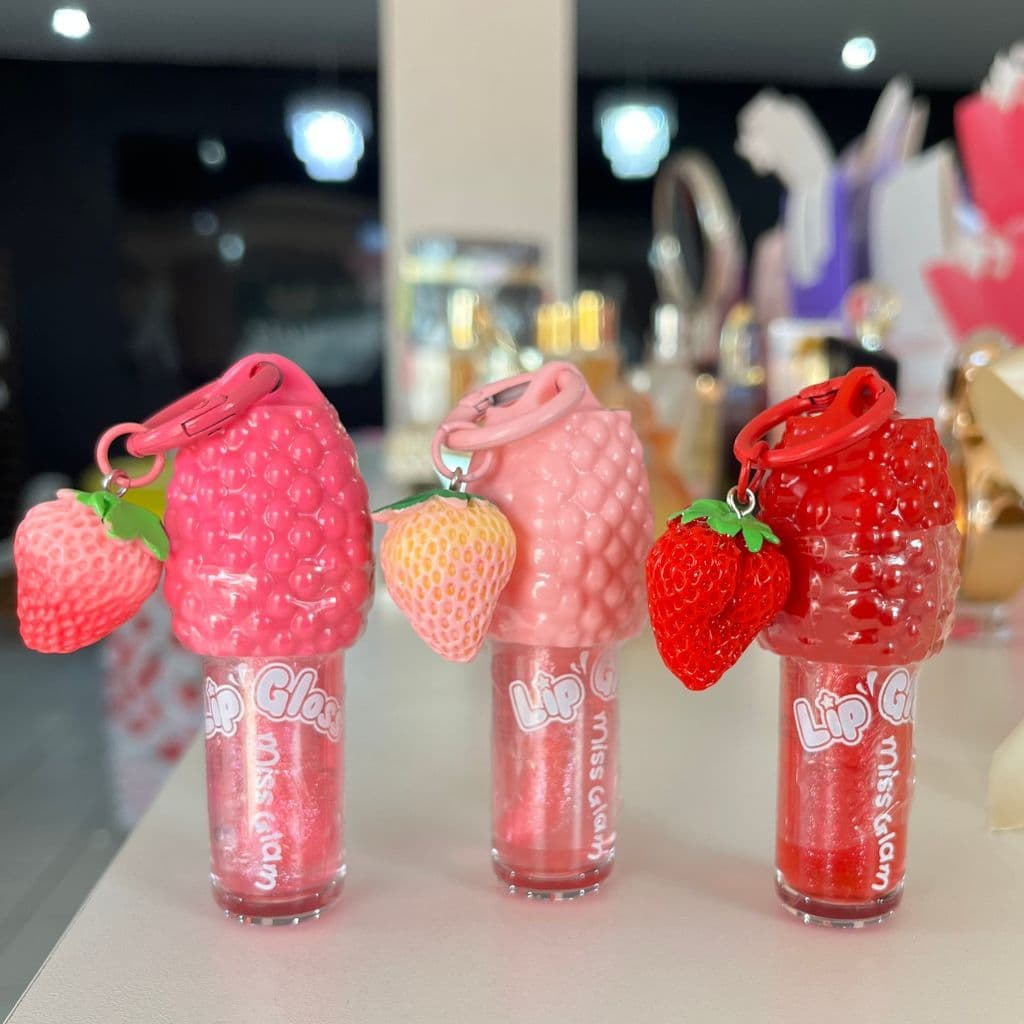 Gloss Labial Chaveiro Fofo Hidratante Lip Gloss Frutinha Brilho Labial