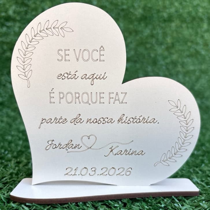 Lembrancinhas Personalizadas Casamento Centro de Mesa  em MDF cor Branca 10 cm altura