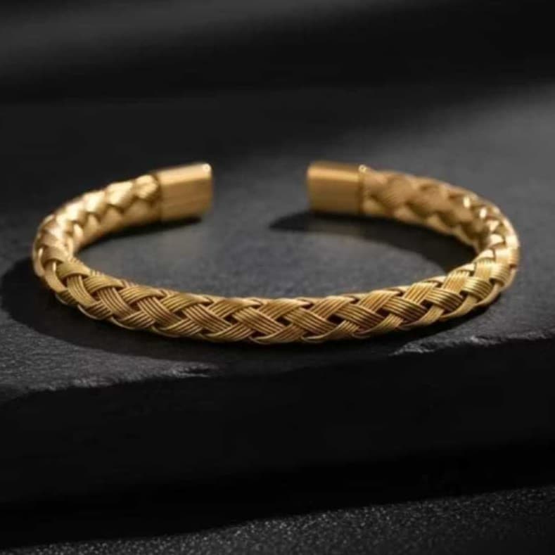 Pulseira Bracelete Dourado De Luxo - Aço Inoxidável - Versão Premium