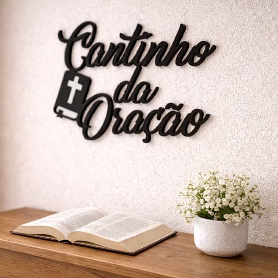 Frase Cantinho da Oração Quadro Aplique Decorativo Religioso Casa