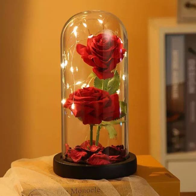 Luminária Cúpula Rosa Encantada Bela E A Fera 21cm Presente