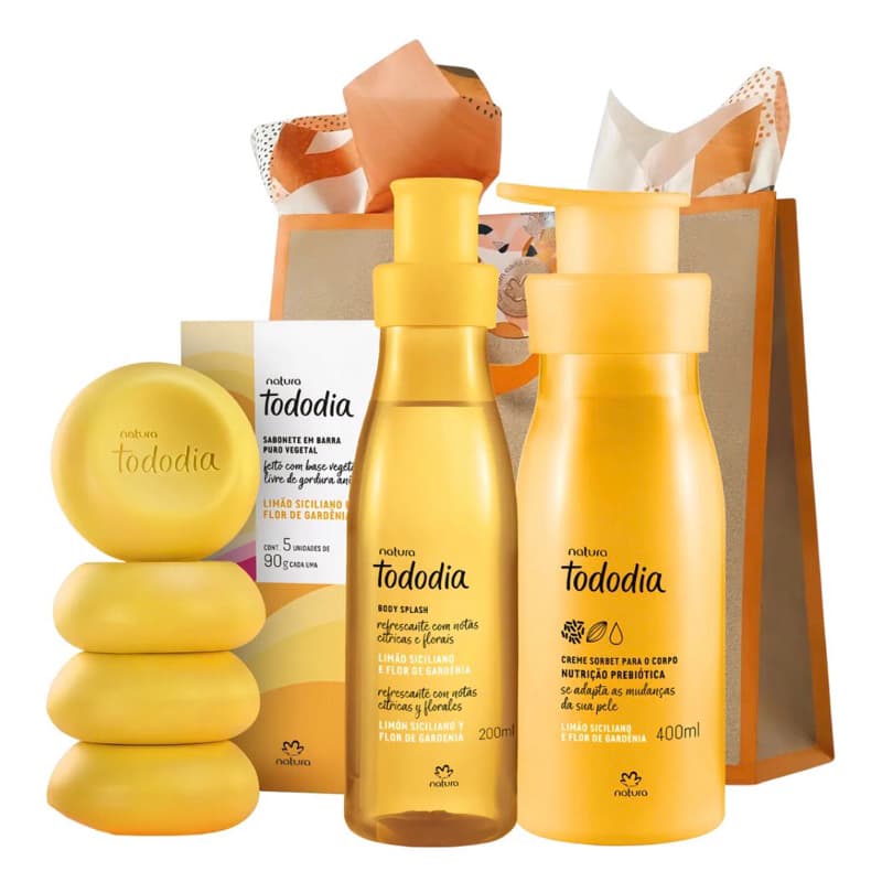 kit Natura Tododia Limão Siciliano Hidratante 400ml + Body splash + Sabonetes