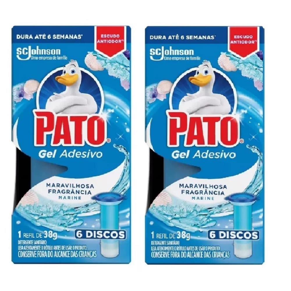 Desodorizador Sanitário Pato Gel Adesivo 2 Refis Marine 12 discos