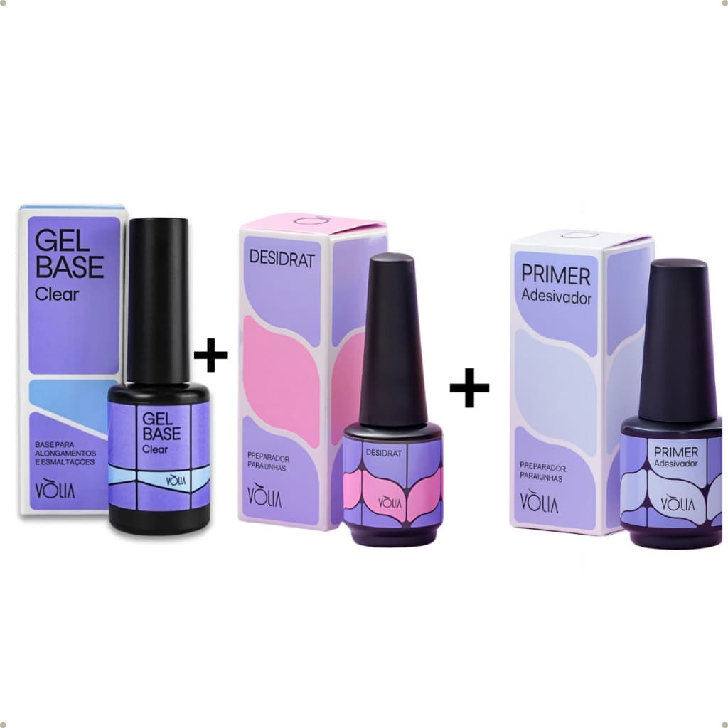 Kit Preparadores Vólia Gel Base Sem TPO + Primer Adesivador + Desidrat