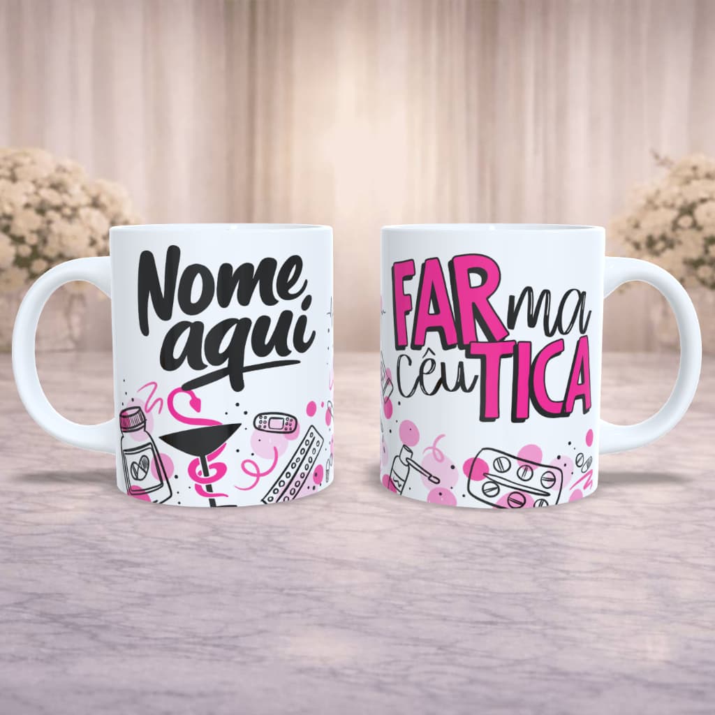 Caneca Personalizada Farmacêutica com Nome | Presente Profissional Farmácia