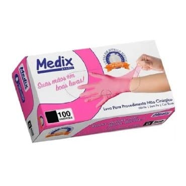 LUVA NITRILICA S/PO ROSA CAIXA 100UN MEDIX