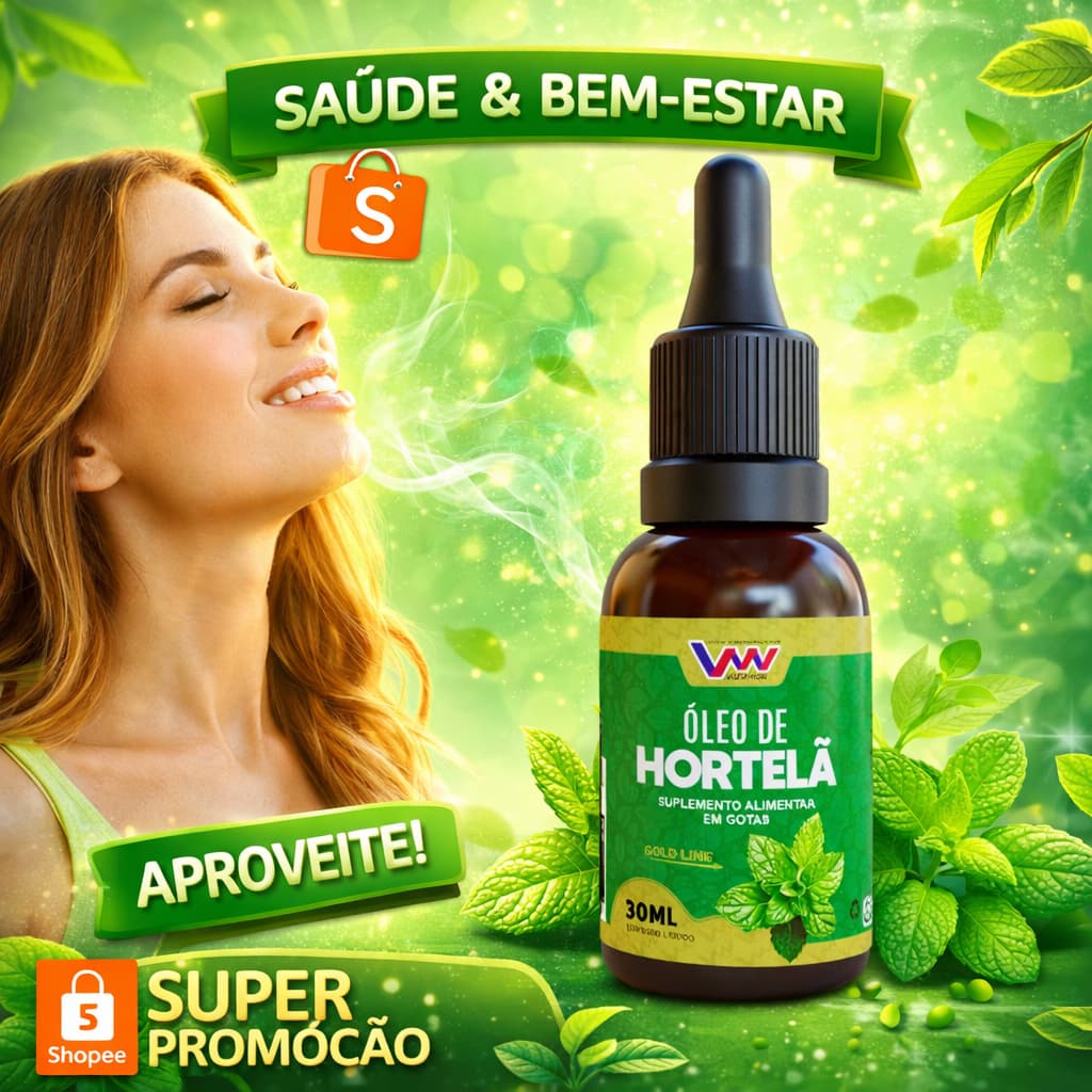 Óleo de Hortelã Líquido | 30ml VVV NUTRITION - VVV Nutrition | Sensação de Frescor e Bem-Estar | Apoio a Respiração