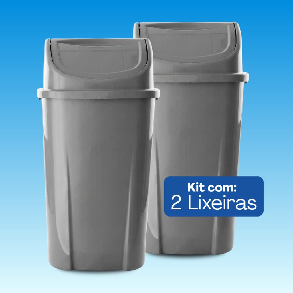2uni Cestos Lixo Plástico 50l Tampa Vai E Vem Basculante