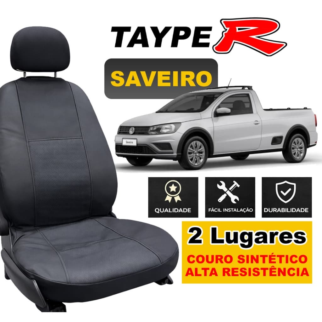 Capa de Banco Carro Saveiro Volkswagen Couro Sintético 2 Lugares Protege Contra Poeira Suor Premium