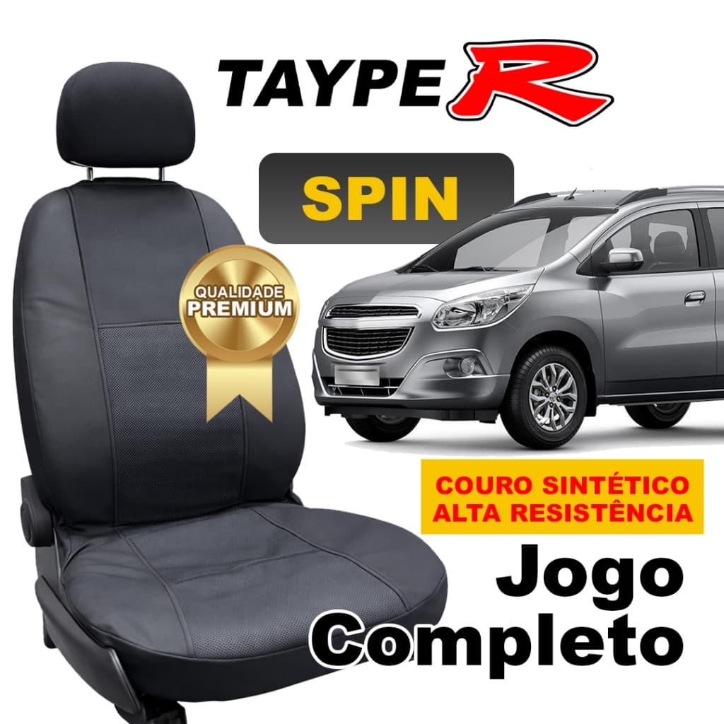 Capa de Banco Carro Spin Chevrolet Couro Courvin Jogo Completo 5 ou 7 lugares premium Impermeável