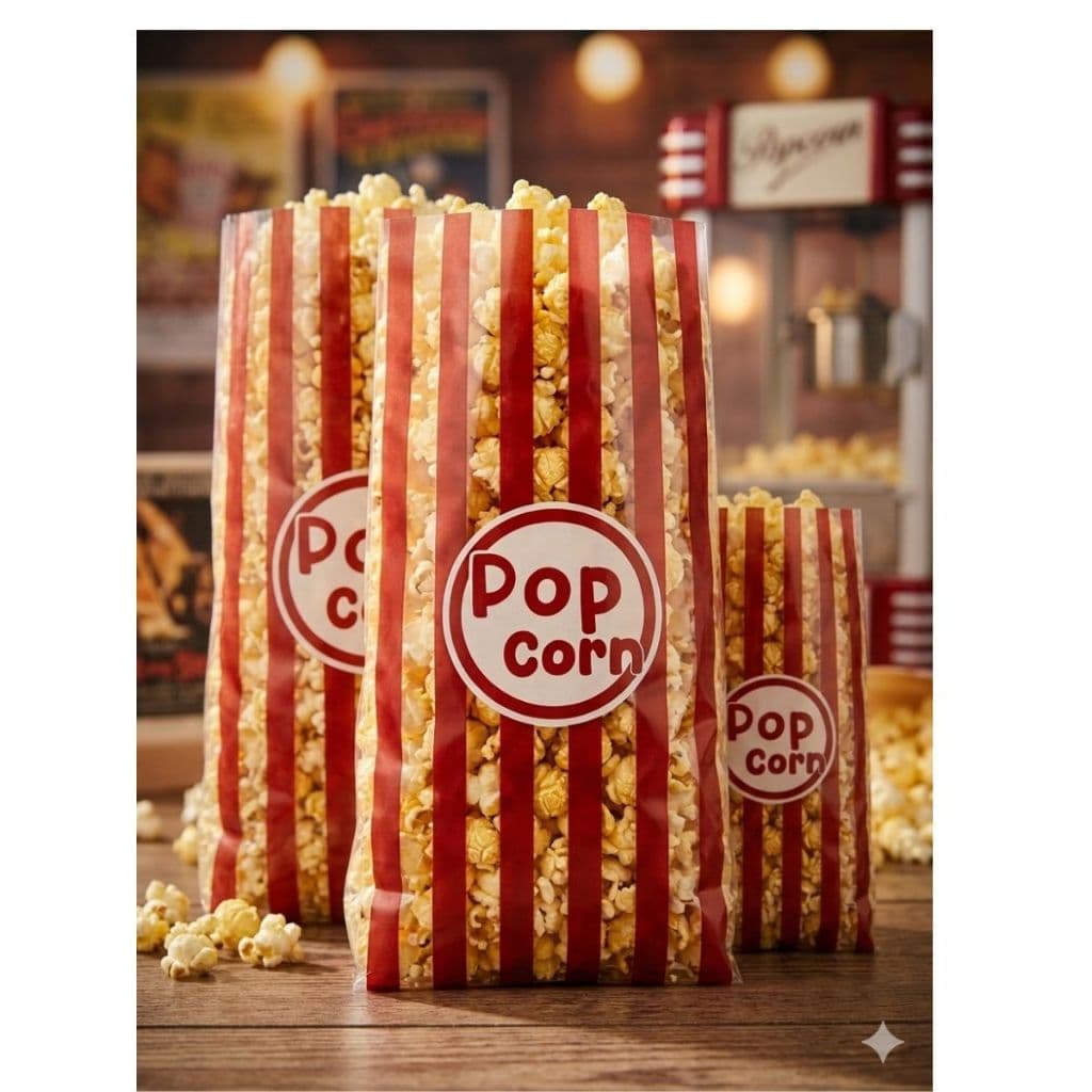 50 Saquinho Celafone  13 x 30 cm Ou 11 x 22 cm Listras Vermelha  Pop Corn