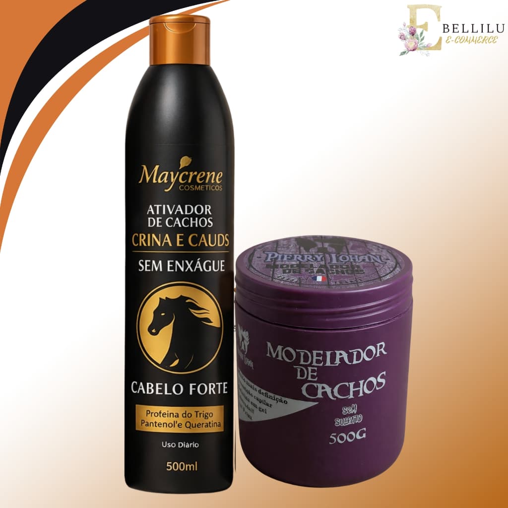 kit ativador de cachos Crina e cauda maycrene + modelador cachos pierry lohan