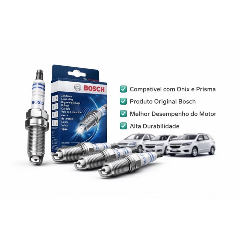 Kit com 4 Velas de Ignição Chevrolet Prisma / Onix 1.0 8V 2009 a 2016 - SP32 Bosch F000KE0P32