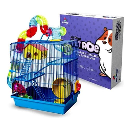 Gaiola Tubo Super Luxo 3 Andares Hamster Cores