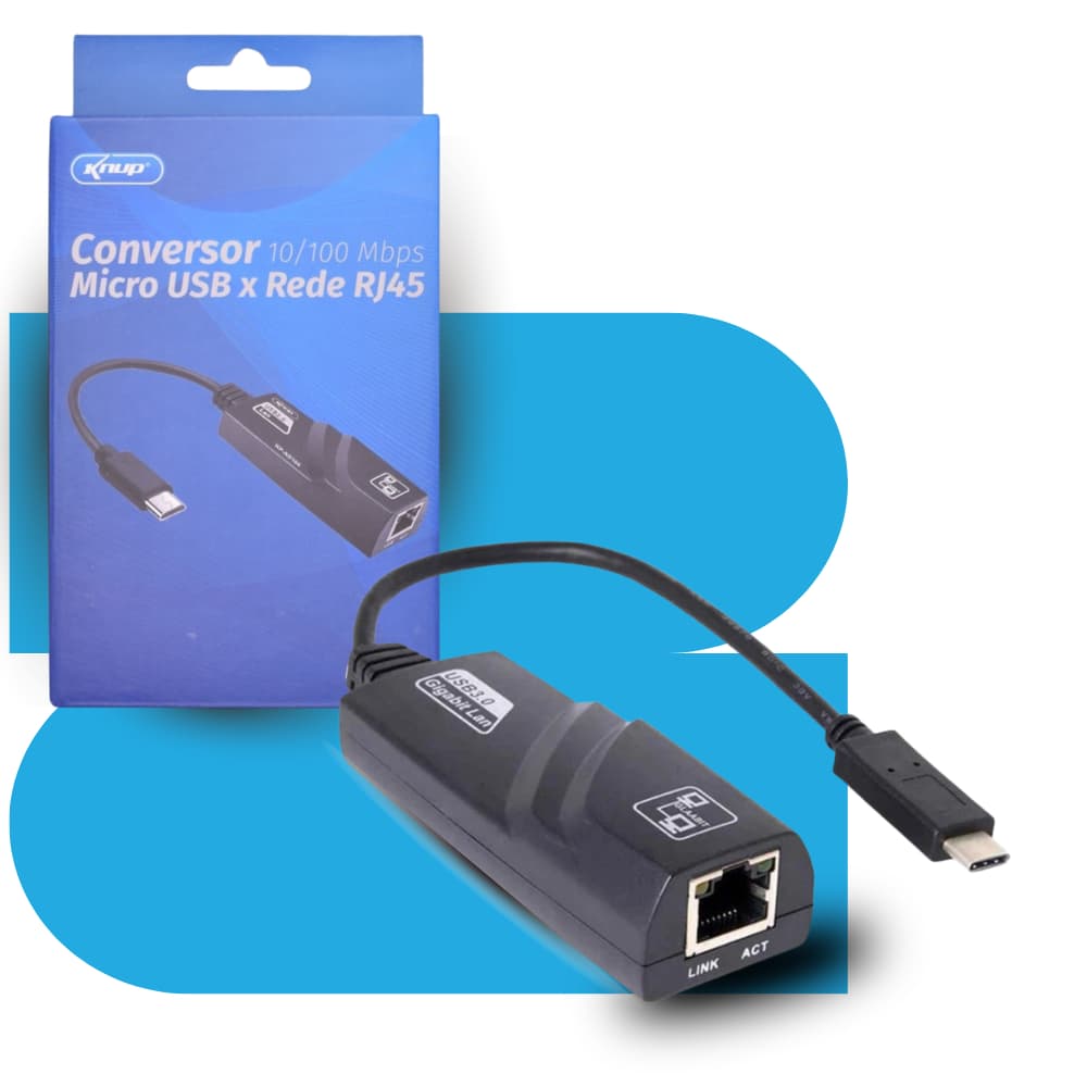 Cabo Adaptador USB-C Para RJ45 10/100/1000Mbps
