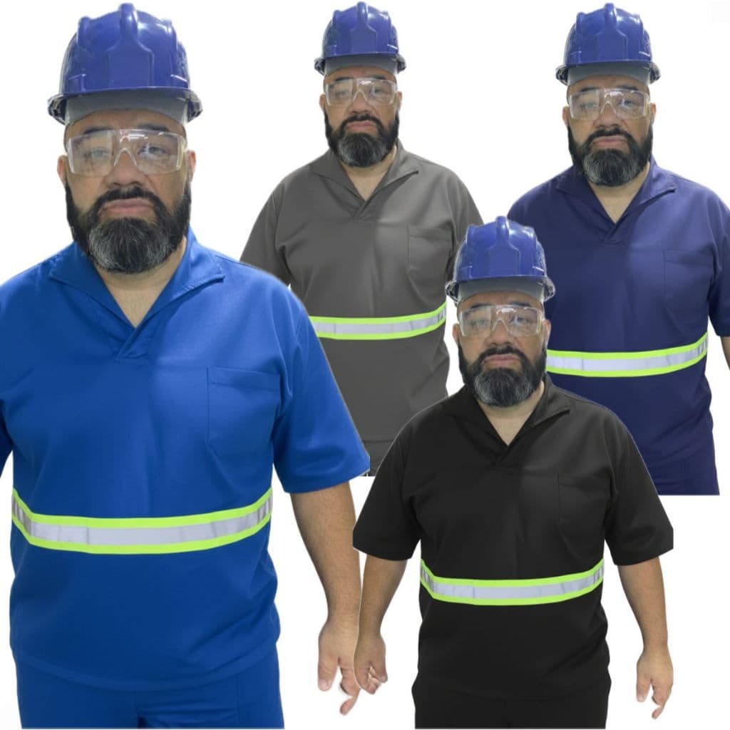 Jaleco De Brim Com Faixa Refletiva Plus Size uniforme Operacional resistente