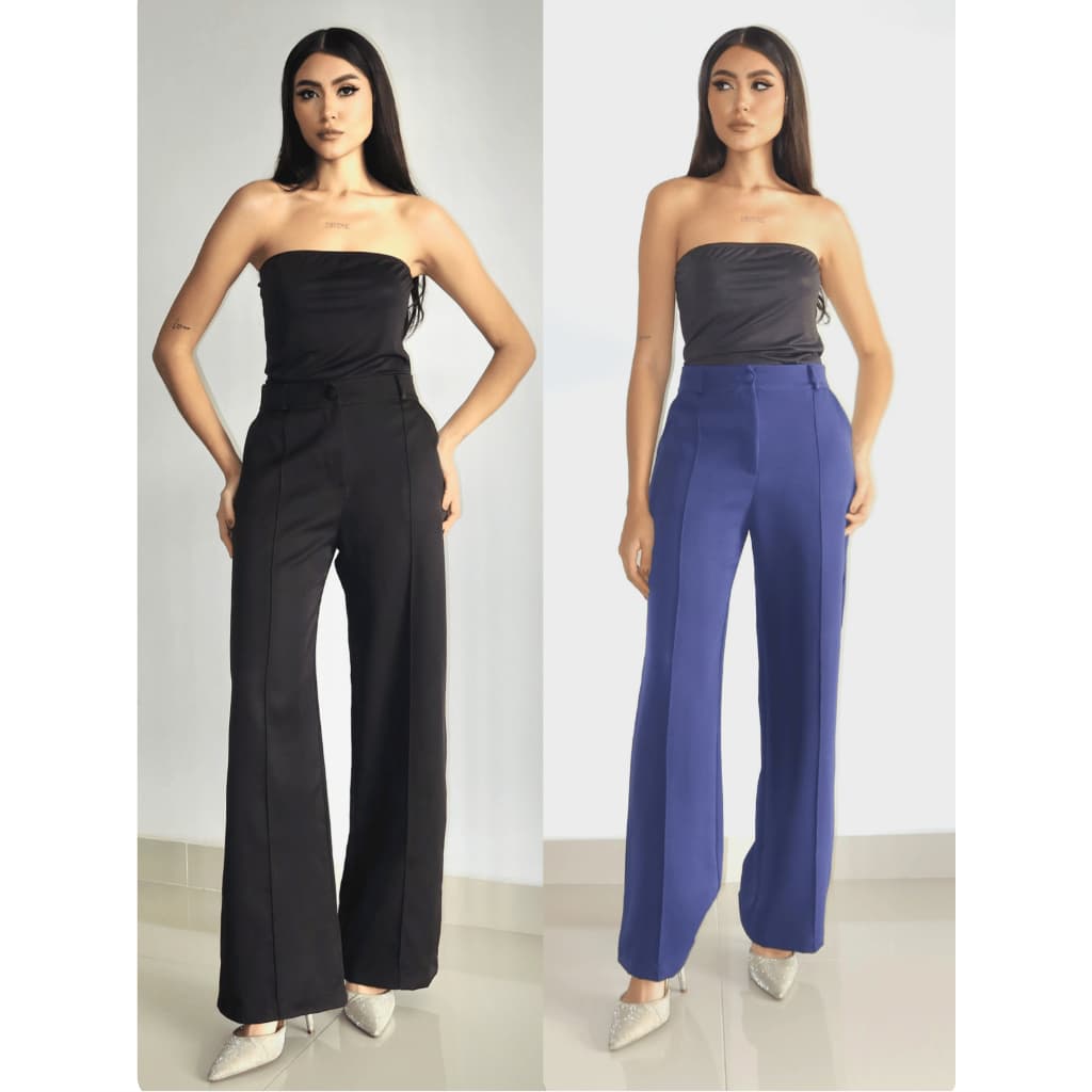 Kit Com 2 Calças Alfaiataria Feminina Social Reta Slim Cintura Alta Do P Ao G2 Para Trabalho Moda Feminina Executiva