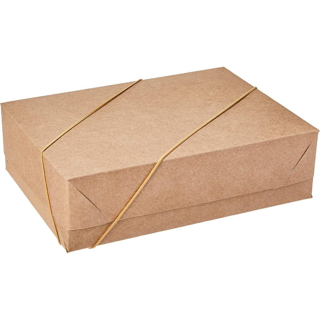 Caixa Para Presente Retangular kraft Média 26x19,5x7,5cm Com Tampa e Elástico -Cristina