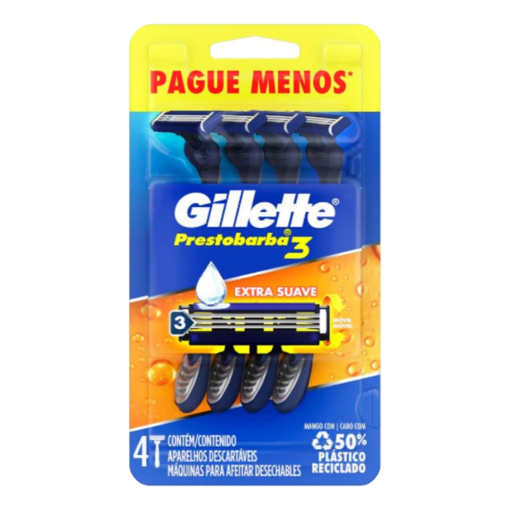 Aparelho de Barbear Descartável Gillette Prestobarba3 Leve 8 Pague 6