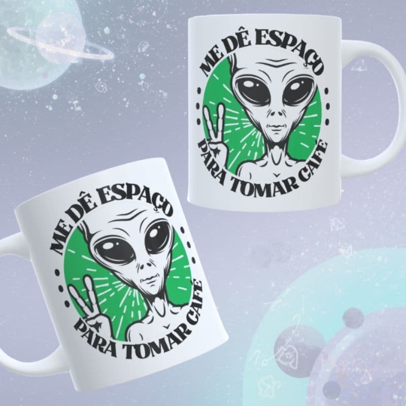 Caneca ET & Café 325ml – Tema Alienígena Divertido | Presente Criativo para Amantes de Café e Espaço