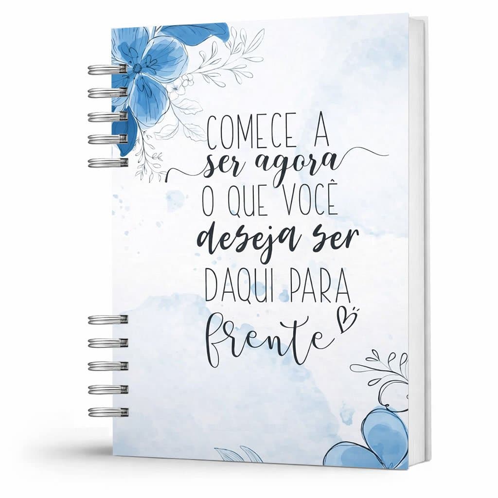 Caderno De Anotações - Coleção Floral - Comece Agora Azul