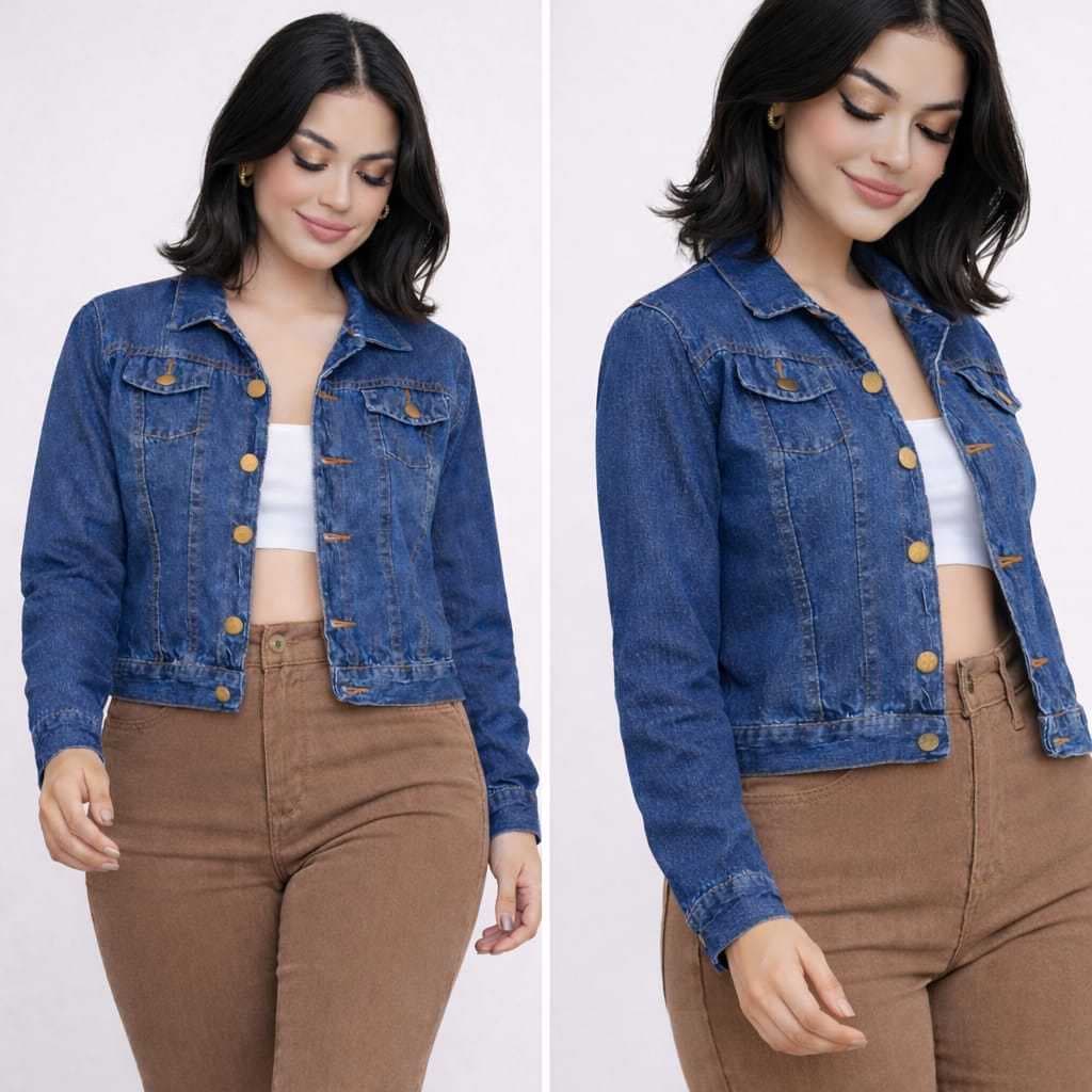 Jaqueta Jeans Feminina Moda Outono Inverno P ao GG